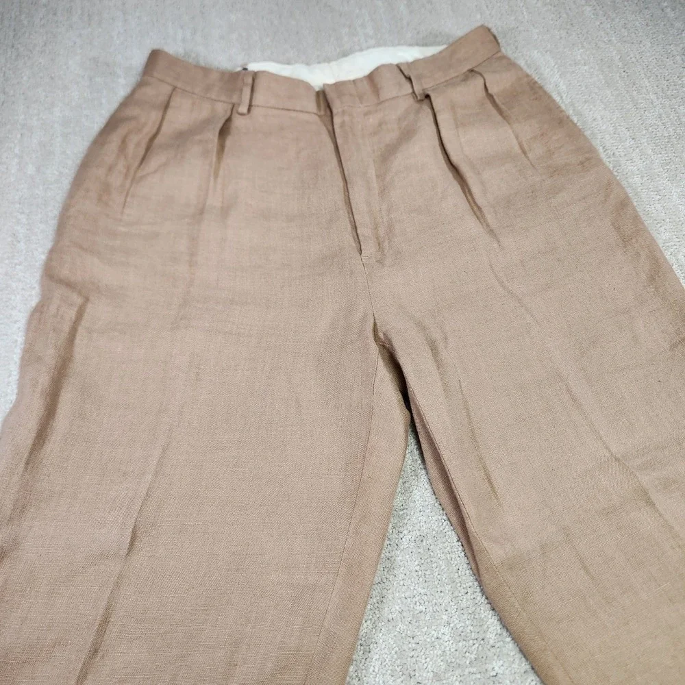 Vintage Polo Ralph Lauren Linen Pants Men 34x30 Pleated High Rise Trouser Flowy